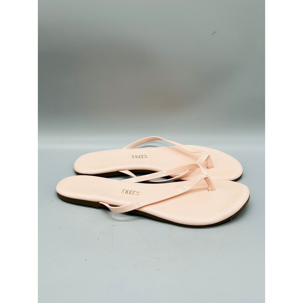 TKEES Sandals Womens 7 Pink Patent Leather Minimalist Thong Summer Beach Shoes